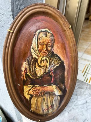 Dipinto antico su piatto ovale