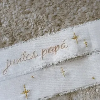 Cinta ramo novia,bordada Juntos papá