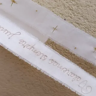 Cinta ramo novia,bordada Juntos papá