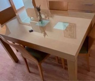 2 Mesas de Comedor Madera y Cristal