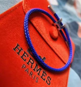 Pulsera Hermes H Azul y Plata