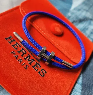 Pulsera Hermes H Azul y Plata