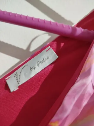 Vestido fiesta largo estampado floral rosa