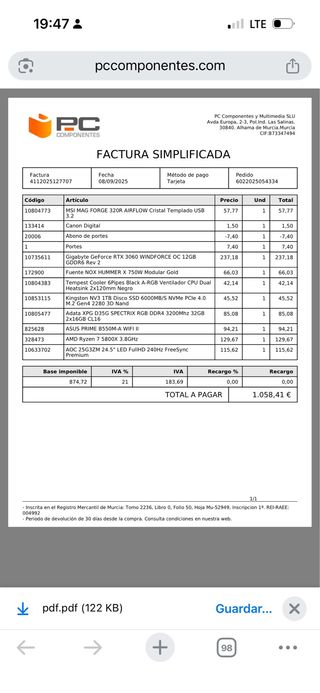 PC GAMING NUEVO CON GARANTIA PCCOMPONENTES