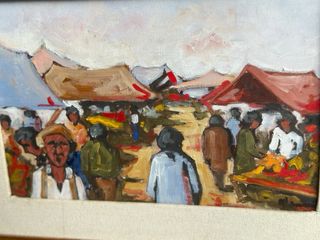 Quadro olio su tela mercato