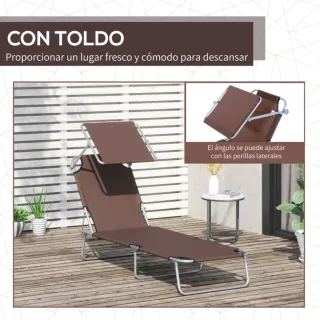 Tumbona plegable con parasol ajustable