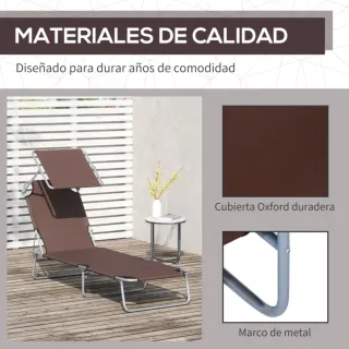 Tumbona plegable con parasol ajustable