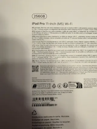 iPad Pro 11 M5 256GB Plata Nuevo Precintado