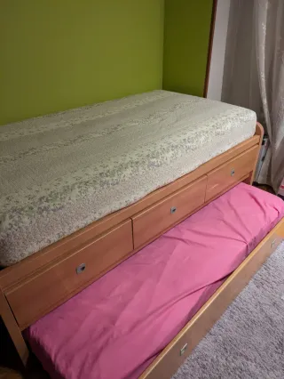 Cama doble con cajones y dos colchones