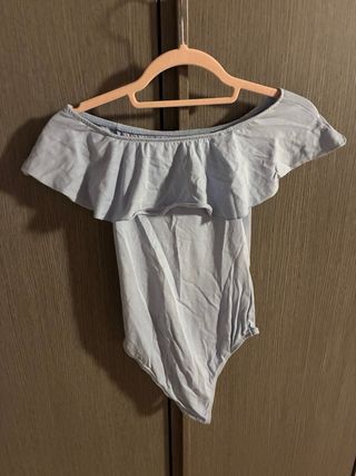 Body donna con volant azzurro