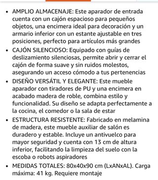 Aparador salón nuevo madera y cuero