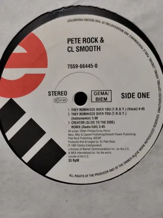 Vinilo Rap Pete Rock & CL Smooth - They Reminisce