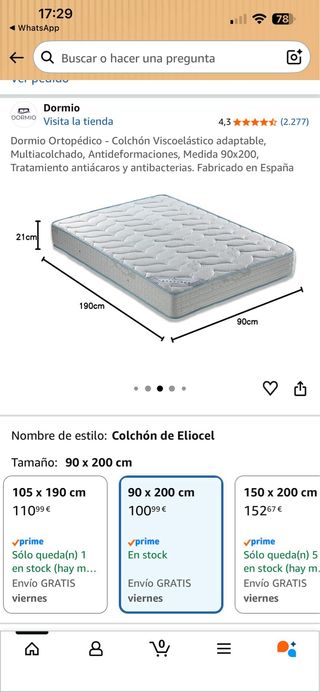 Cama individual 90x200