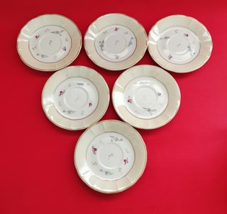 6 Platos de porcelana con flores
