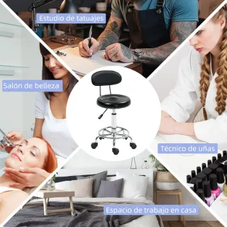 Taburete Giratorio con Respaldo y Ruedas