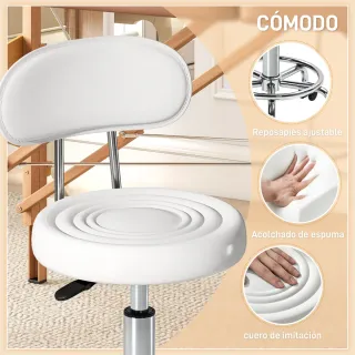 Taburete Giratorio con Respaldo y Ruedas