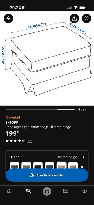 Sofá Ektorp ilea 3 plazas con puf de almacenaje