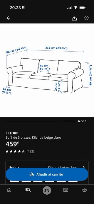 Sofá Ektorp ilea 3 plazas con puf de almacenaje