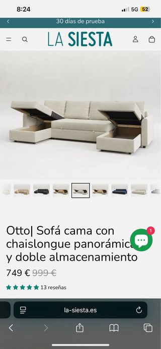 Sofá cama LA SIESTA panorámico beige