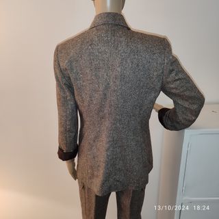 Tailleur donna tessuto puntinato grigio