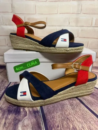 Sandalias Tommy Hilfiger Cuña Azul/Rojo