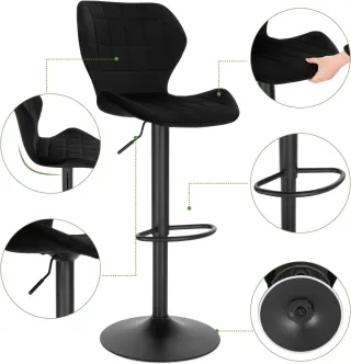 Taburete de Bar Giratorio WOLTU Negro