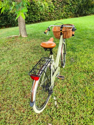 Bicicleta de paseo verde con cesta