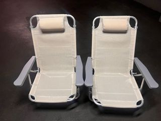 2 Sillas Playa Camping Beige/Gris