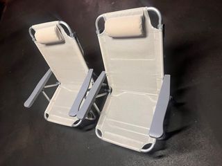 2 Sillas Playa Camping Beige/Gris