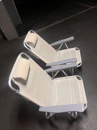 2 Sillas Playa Camping Beige/Gris