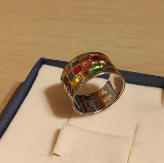 Anillo Plata Esmaltado Multicolor