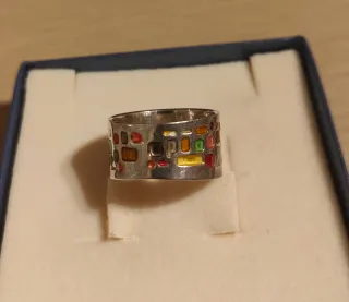 Anillo Plata Esmaltado Multicolor
