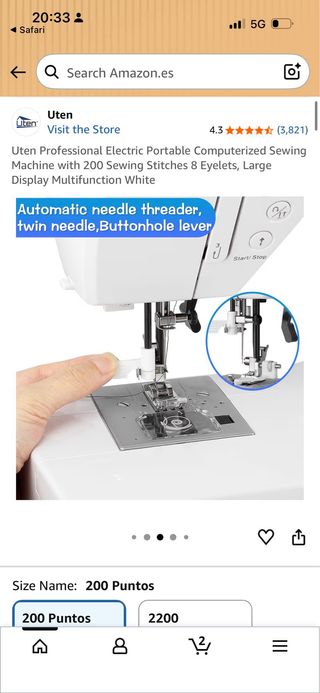 Máquina de coser Uten 200 puntos