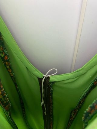 Traje Flamenca Verde y Naranja Flores