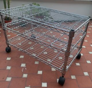 Estantería de acero inoxidable -Dos baldas-Ruedas