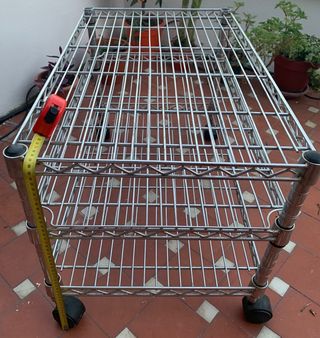 Estantería de acero inoxidable -Dos baldas-Ruedas