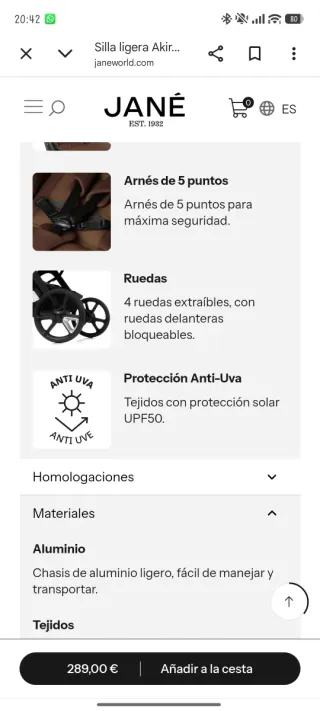 Silla de paseo Jané Akira