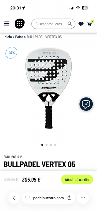 Pala Bullpadel Vertex 05 - Un solo uso