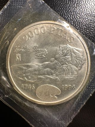 Moneda 2000 Pesetas Conmemorativa España 1746-1996