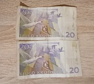 2 Billetes 20 Coronas Suecas Colección