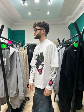 maglia streetwear doppia manica stampa grafica