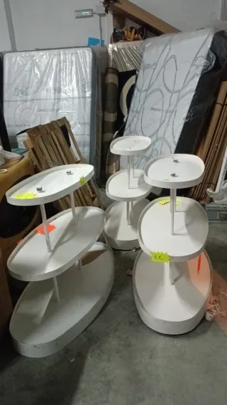 Estantería metálica blanca ovalada 3 niveles