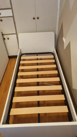 Cama individual blanca 90x200