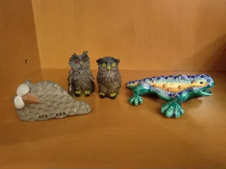 Set di 3 figure: Gufi e Lucertola