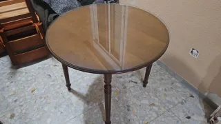 Mesa camilla redonda madera y cristal
