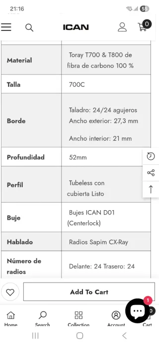 Ruedas de carbono ICAN