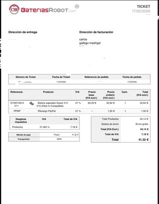 Batería SIN ESTRENAR Dyson V11 y V15