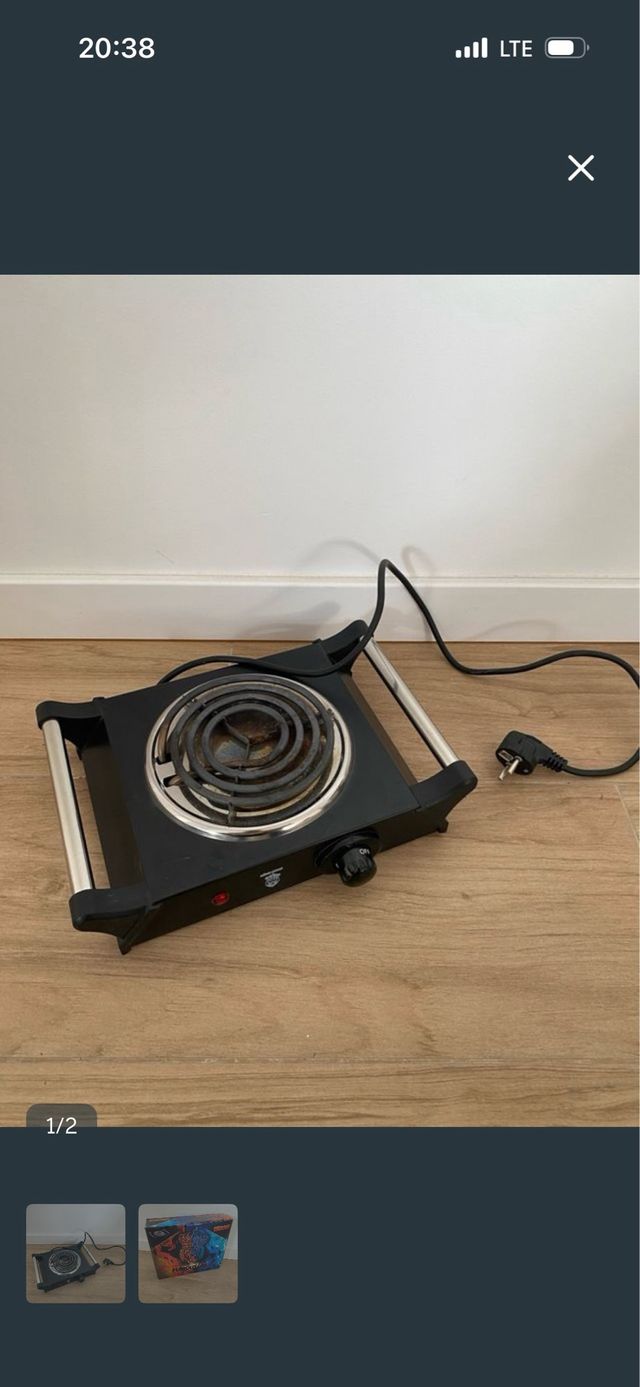 Hornillo Eléctrico Negro y Plateado