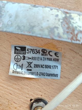 Plafoniera 3 faretti legno e metallo