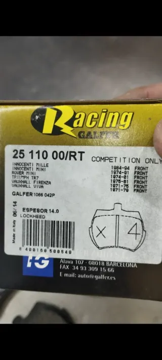 Pastillas delanteras Triumph TR7